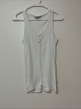 EXPRESS White Henley Tank Top